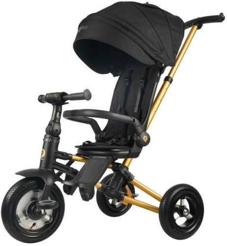 Велосипед трехколесный QPlay Nova, с ручкой управления (92-98 см), черный