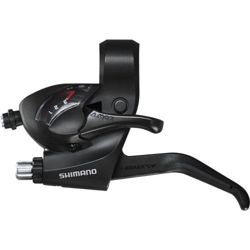 Шифтер Shimano Tourney ST-EF41-L, 3 скорости, левый, с ручкой тормоза V-Brake, 2-8120, черный