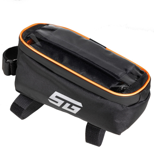 Велосумка на раму STG модель FB-016, с отделением для телефона, 20х11х9 см, черный-оранжевый