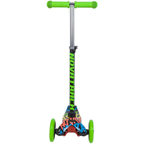 Самокат-кикборд Novatrack Disco-kids Basic (2018), черный-зеленый
