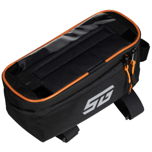 Велосумка на раму STG модель FB-016, с отделением для телефона, 20х11х9 см, черный-оранжевый