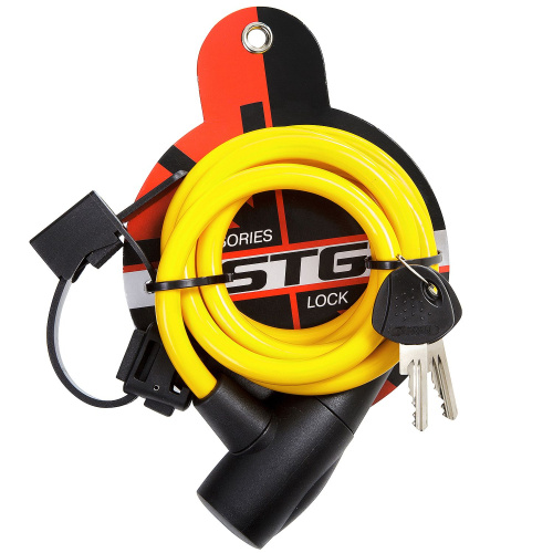 Велозамок STG CL-428 на ключе 10 мм х 150 см, желтый