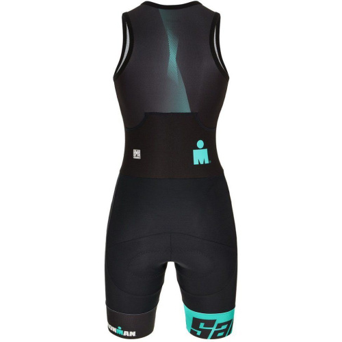 Трисьют без рукавов женский Santini Ikaika-Ironman Women's NS Trisuit, зеленый-черный