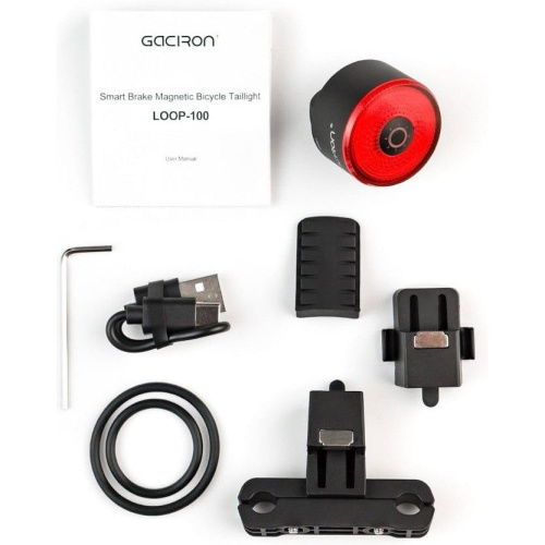 Фонарь задний Gaciron с автостопом, 7 режимов, 100LM USB-С L00P-100 (07-300187)